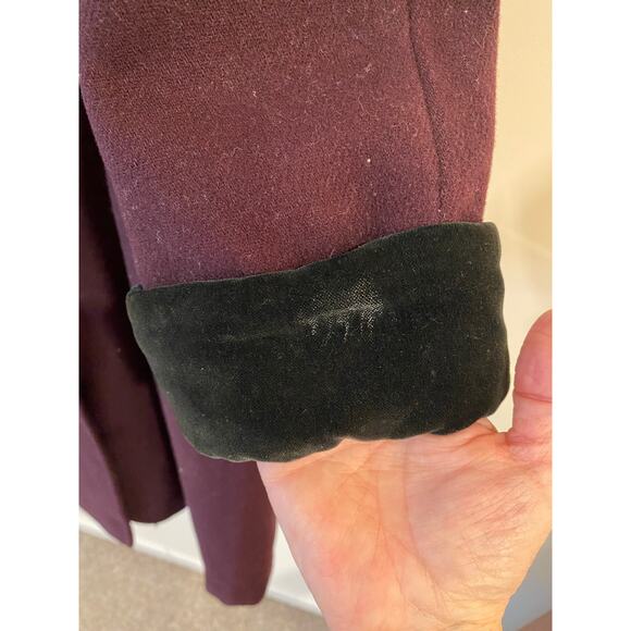 Herman Kay Women's Wool Blend Coat 8P Hooded Button Front Plum Purple - Picture 8 of 10